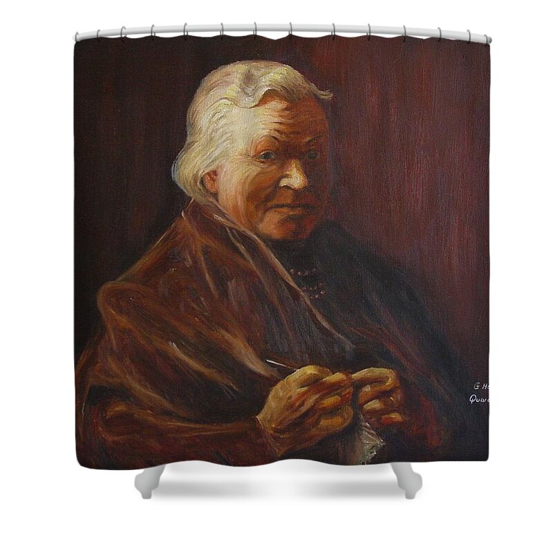 Woman Shower Curtain featuring the painting Herbert Abrams Mother by Quwatha Valentine