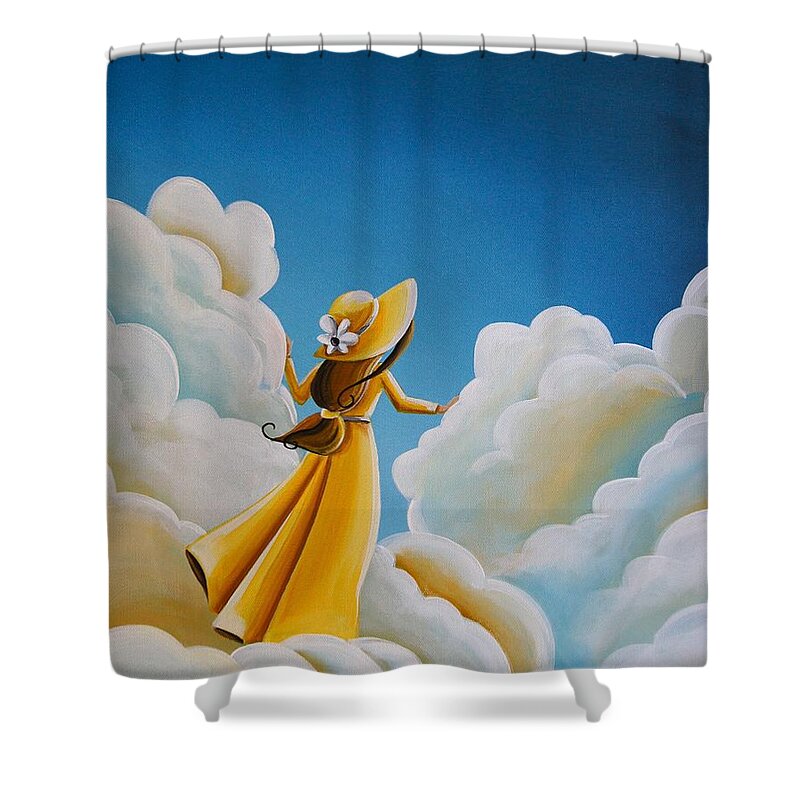 Girl Shower Curtain featuring the painting Here Comes The Sun by Cindy Thornton