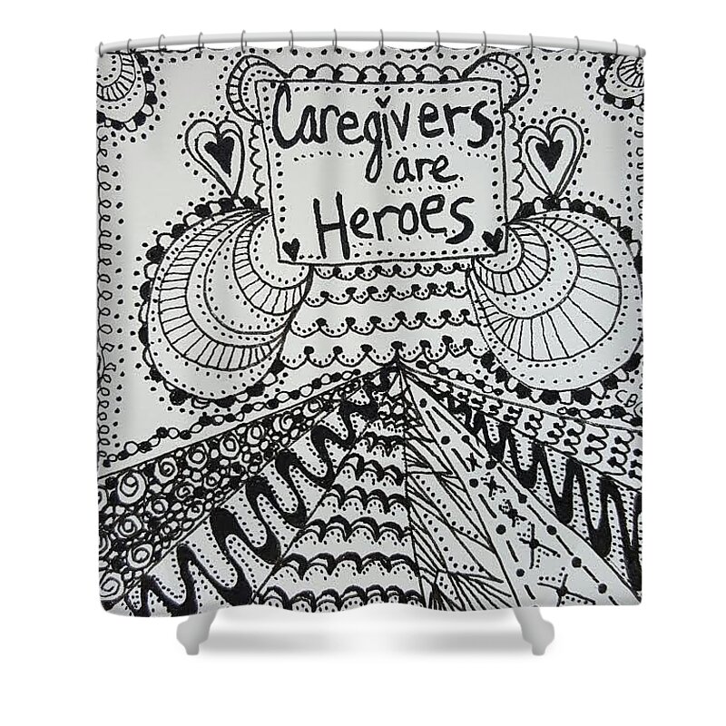 Hero Shower Curtain featuring the drawing Heroes by Carole Brecht