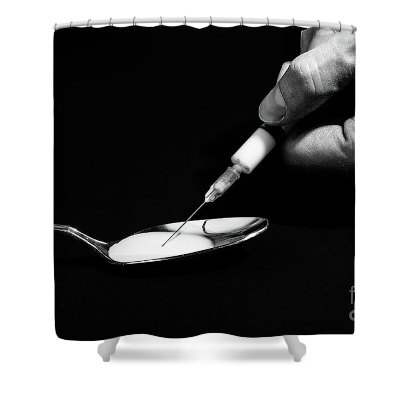 Addicted Shower Curtain featuring the photograph Heroin addiction by Benny Marty