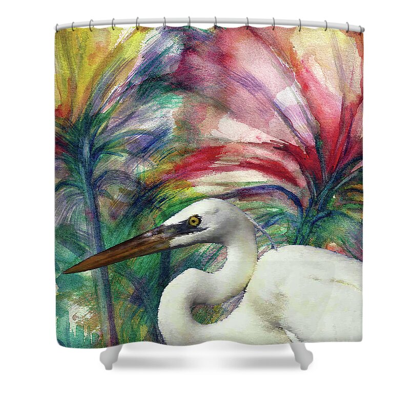 #creativemother Shower Curtain featuring the painting Heron Flair by Francelle Theriot