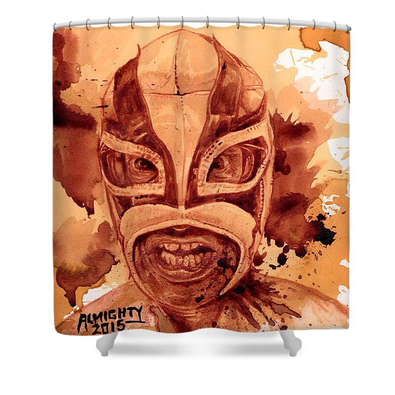 Ryan Almighty Shower Curtain featuring the painting HEWHOCANNOTBENAMED - dry blood by Ryan Almighty