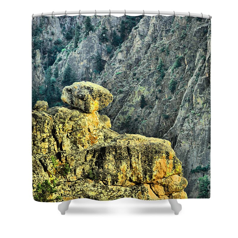 Landscape Shower Curtain featuring the photograph A Boulder above Black Canyon by Jeff Swan