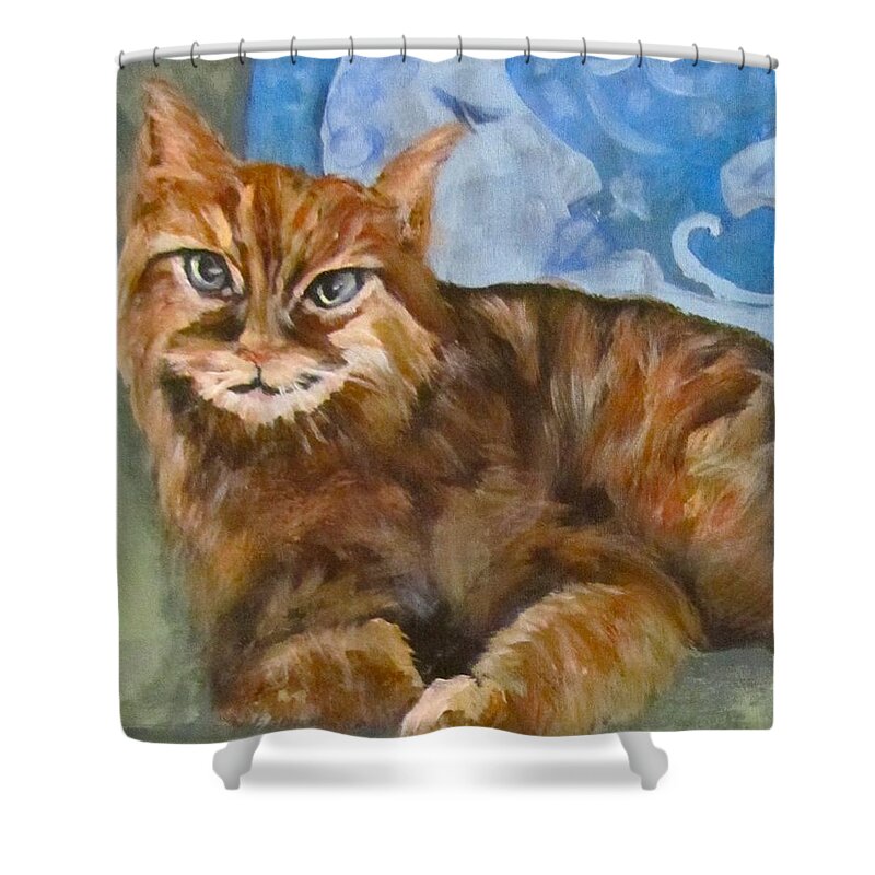 Cat Shower Curtain featuring the painting Hey Diddle Diddle by Barbara O'Toole