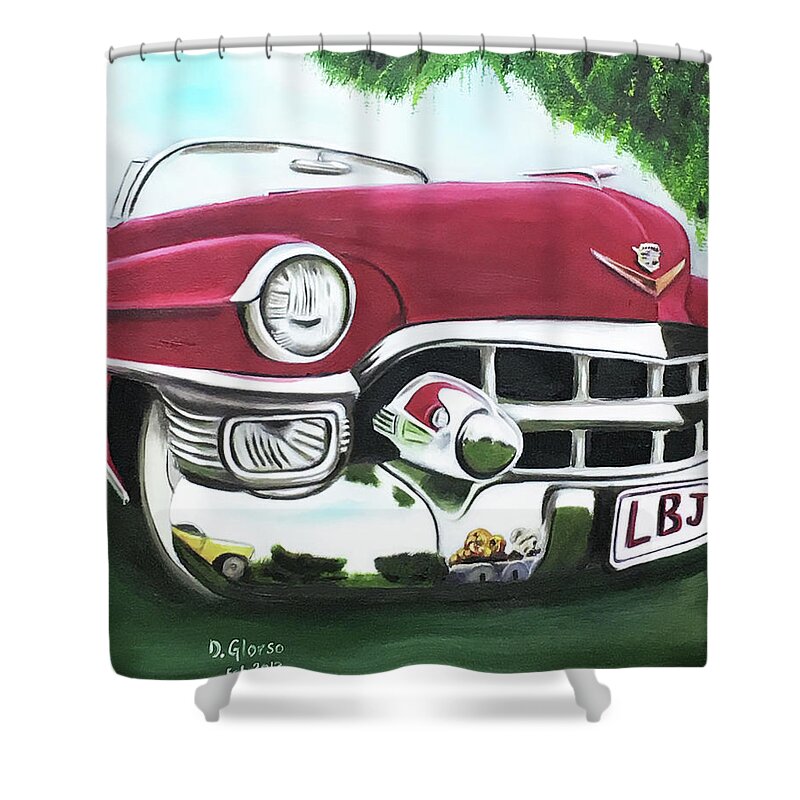 Glorso Shower Curtain featuring the painting Hey Hey LBJ by Dean Glorso