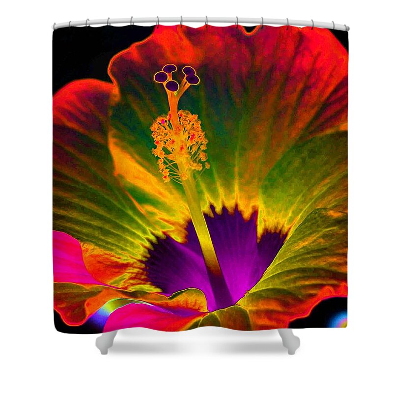 Hibiscus Shower Curtain featuring the photograph Hibiscus 01 - Summer's End - PhotoPower 3189 by Pamela Critchlow