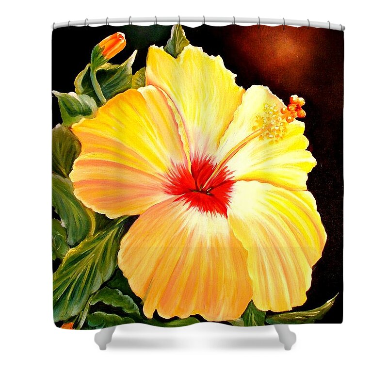 Hibiscus Shower Curtain featuring the painting Hibiscus Glory by Carol Allen Anfinsen