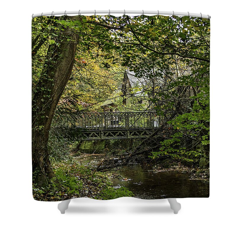 Season Shower Curtain featuring the photograph Hidden Bridge at Offas Dyke by Spikey Mouse Photography