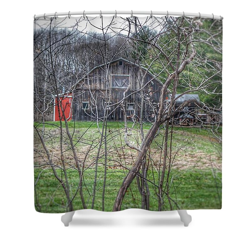 Barn Shower Curtain featuring the photograph 0019 - Hidden Capac Grey by Sheryl L Sutter