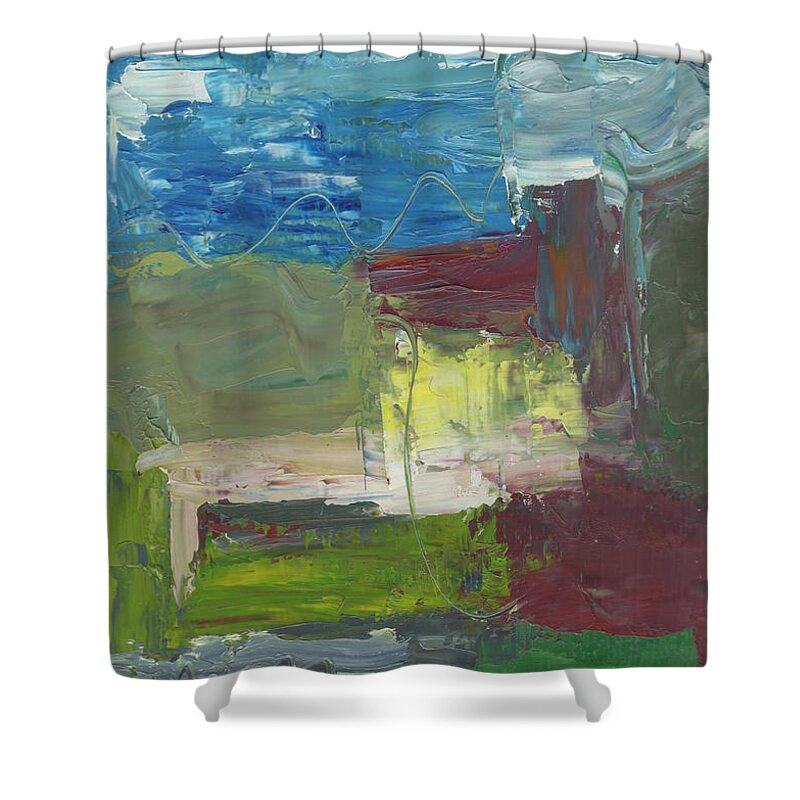 Abstract Oil Painting Shower Curtain featuring the painting Hidden by Marcy Brennan