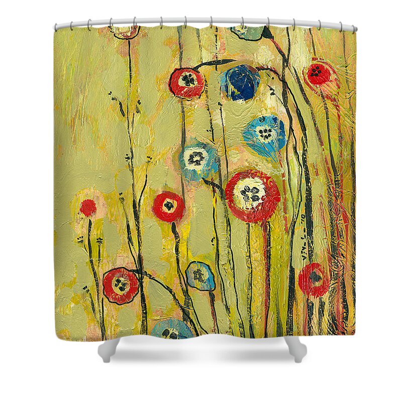 Floral Shower Curtain featuring the painting Hidden Poppies by Jennifer Lommers