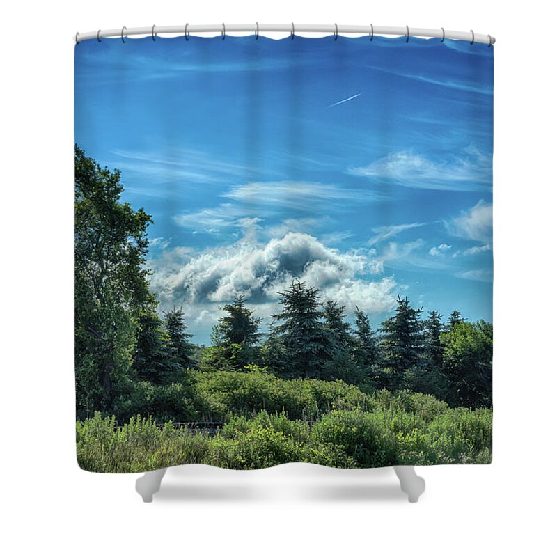 Clouds Shower Curtain featuring the photograph Hidden Rails by Guy Whiteley