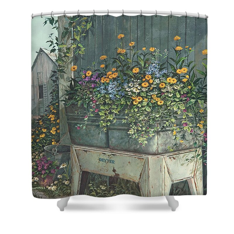 Michael Humphries Shower Curtain featuring the painting Hidden Treasures by Michael Humphries