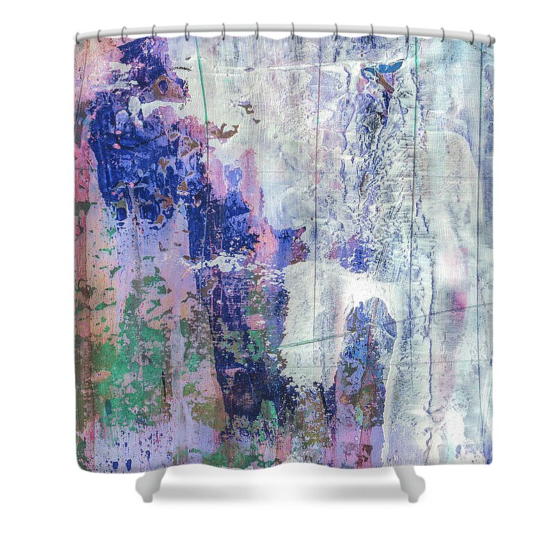 Abstract Shower Curtain featuring the painting Hiding Behind Thoughts - Modern Abstract Art Painting by Modern Abstract