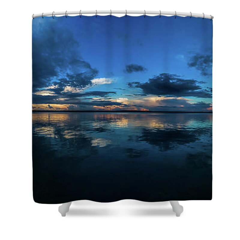 Higgins Lake Shower Curtain featuring the photograph Higgins Lake Panorama by Joe Holley