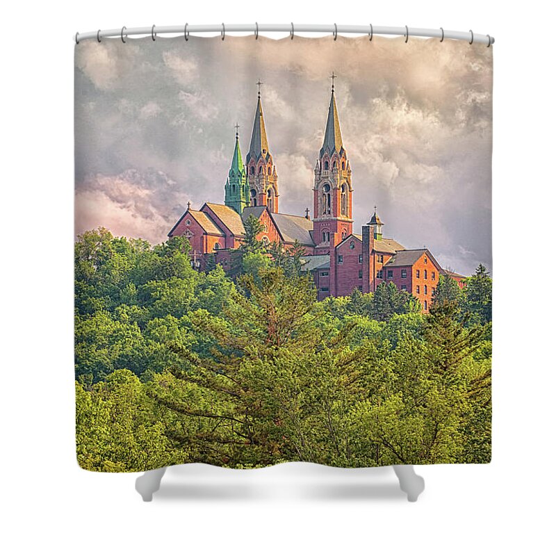 Holy Hill Shower Curtain featuring the photograph High Atop Holy Hill by Susan Rissi Tregoning