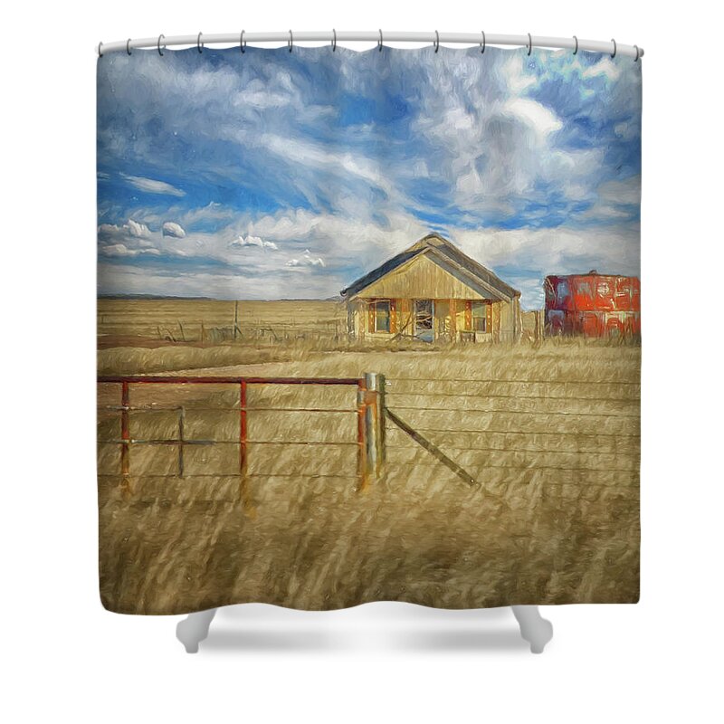 Out On The High Plains Of New Mexico Shower Curtain featuring the photograph High Lonesome Home by Jolynn Reed