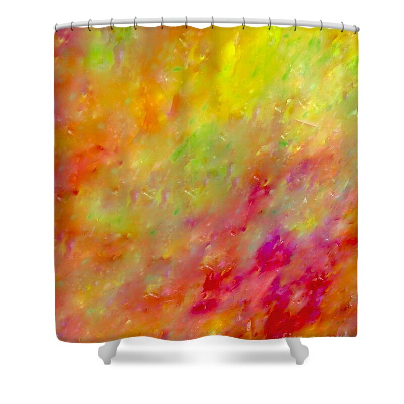 Painting-abstract Acrylic Shower Curtain featuring the painting High On Love					 by Catalina Walker