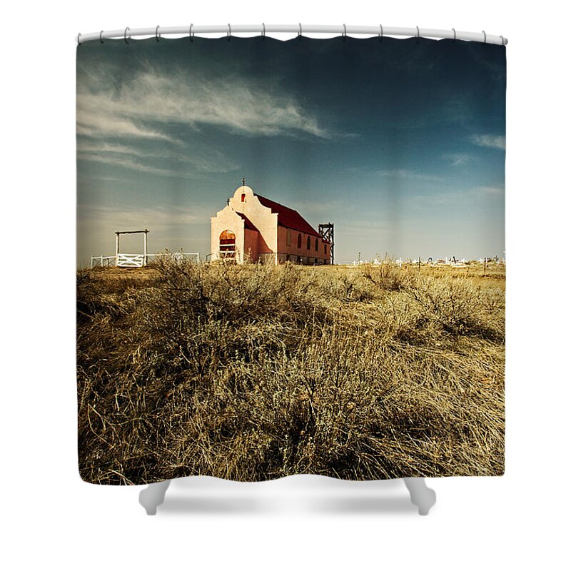 Church Shower Curtain featuring the photograph High Plains Church by Todd Klassy