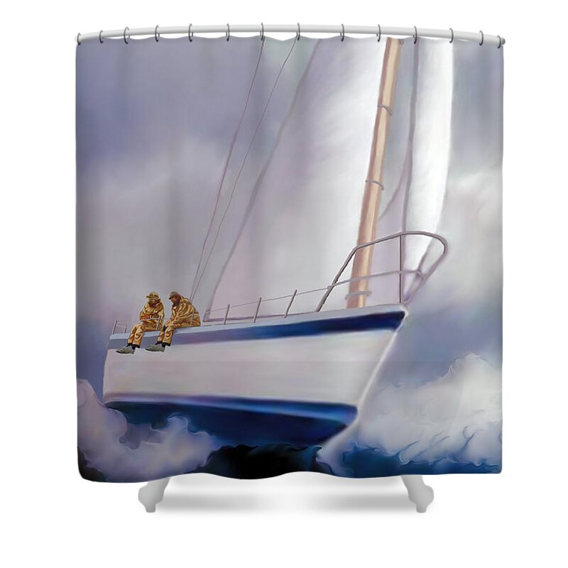 Sailing Shower Curtain featuring the painting High Roller Sailing by Corey Ford
