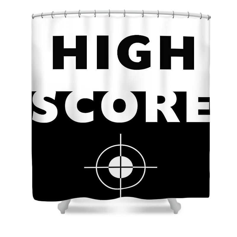 Gamer Shower Curtain featuring the mixed media High Score- Art by Linda Woods by Linda Woods
