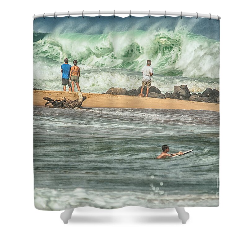 Beach Shower Curtain featuring the photograph High Tide Is Coming by Eye Olating Images