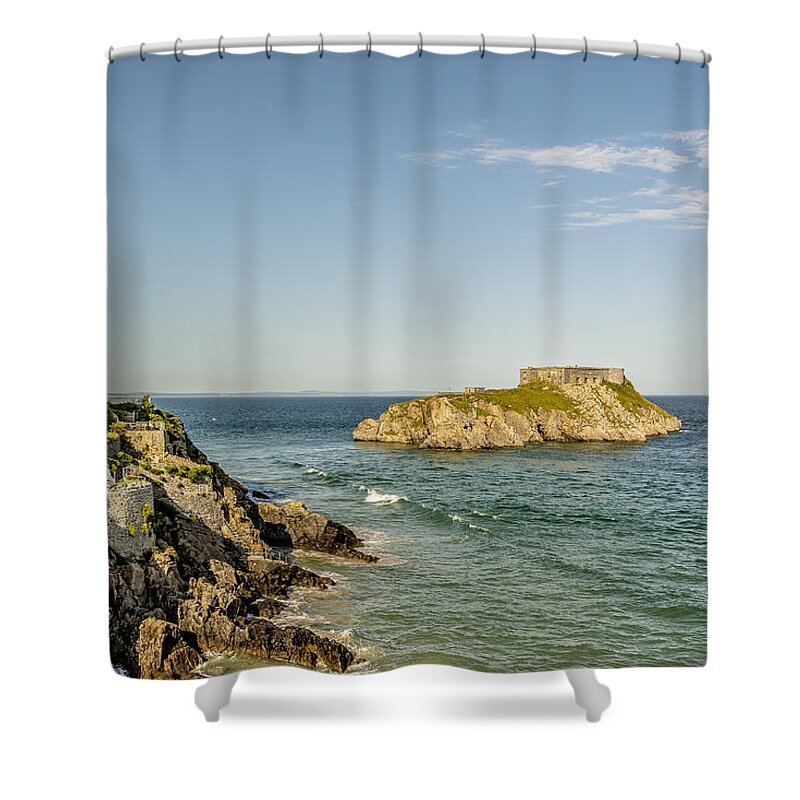 Tenby Shower Curtain featuring the photograph High Tide - Tenby by Hazy Apple