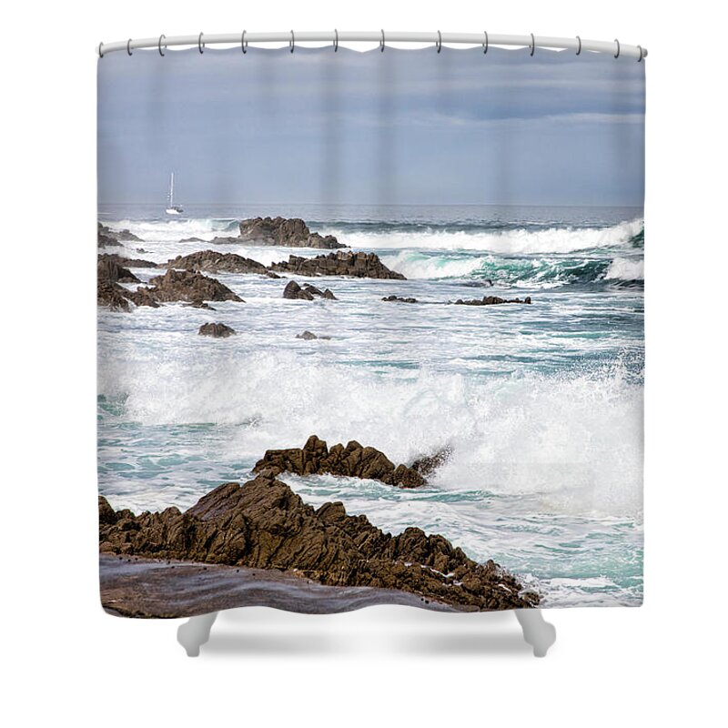 Monterey Shower Curtain featuring the photograph High Tides Monterey Pacific Coast 2018 by Chuck Kuhn