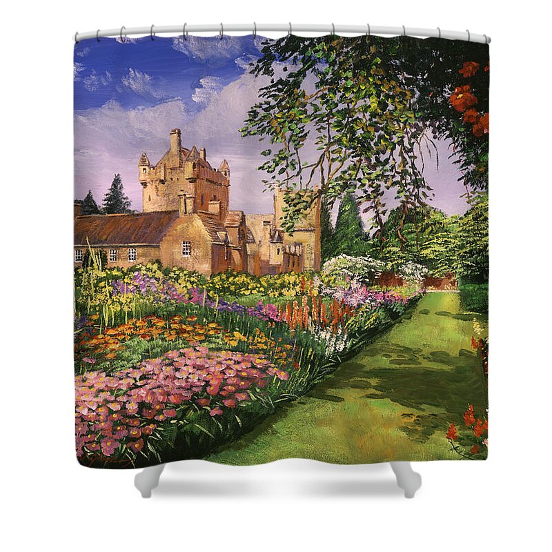 Gardens Shower Curtain featuring the painting Highland Cawdor Castle by David Lloyd Glover