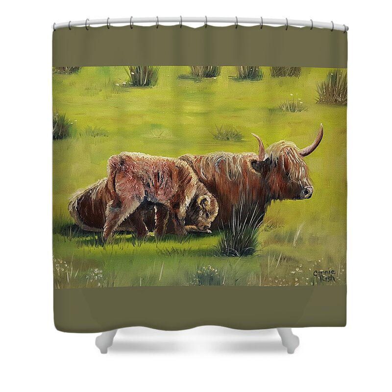 Highland Ciws Shower Curtain featuring the painting Highland Pair by Connie Rish
