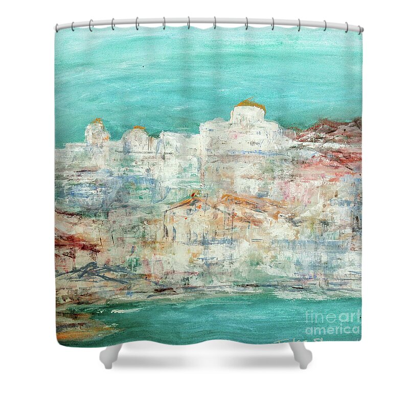Painting Shower Curtain featuring the painting Highlights on Skiathos by Jackie Sherwood