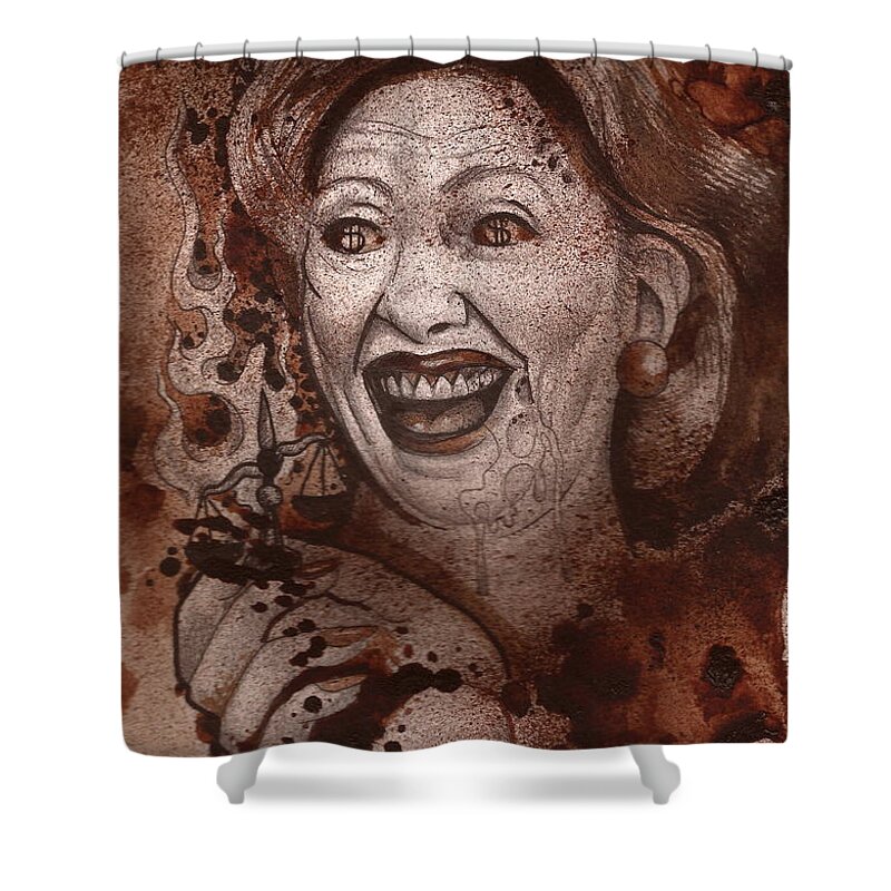 Ryan Almighty Shower Curtain featuring the painting Hillary Clinton by Ryan Almighty
