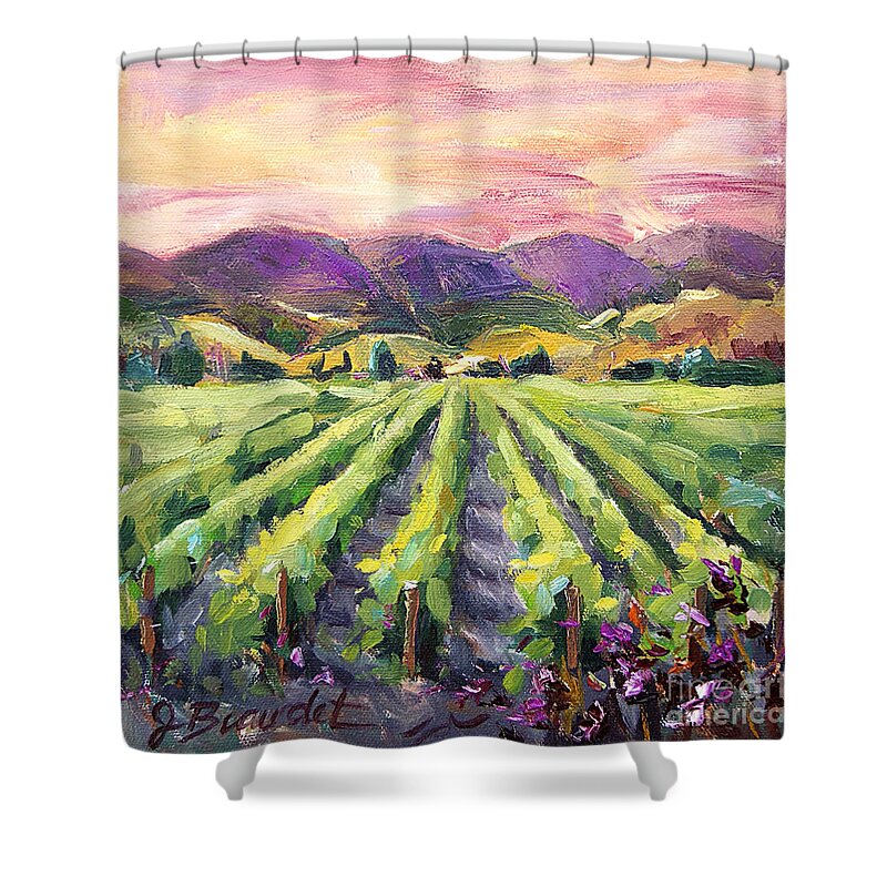 Impressionist Landscape Shower Curtain featuring the painting Hills of Fire by Jennifer Beaudet