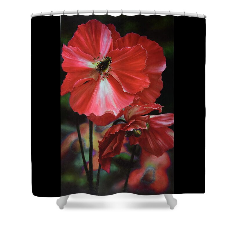 Flowers Shower Curtain featuring the painting Red Himalayan Poppy by Lynne Pittard