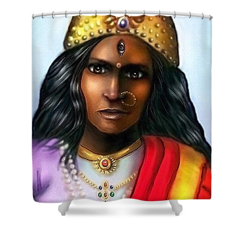 Hindu Goddess Shower Curtain featuring the digital art HIndu Goddess by Carmen Cordova