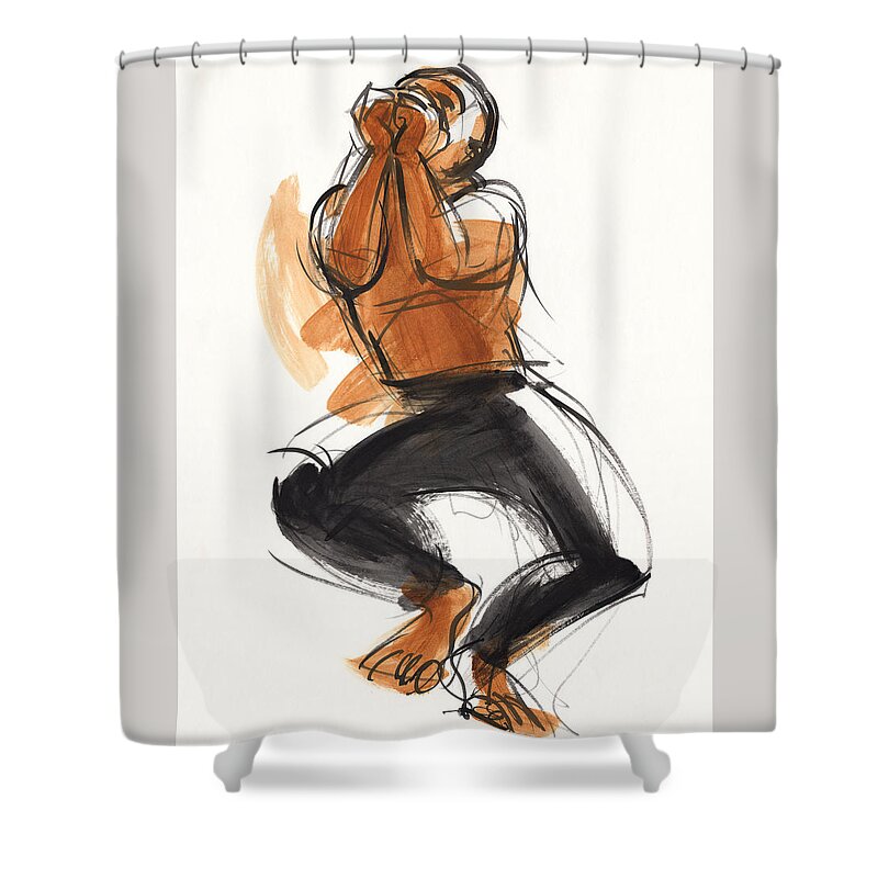 Dance Shower Curtain featuring the painting Hiphop Dancer by Judith Kunzle