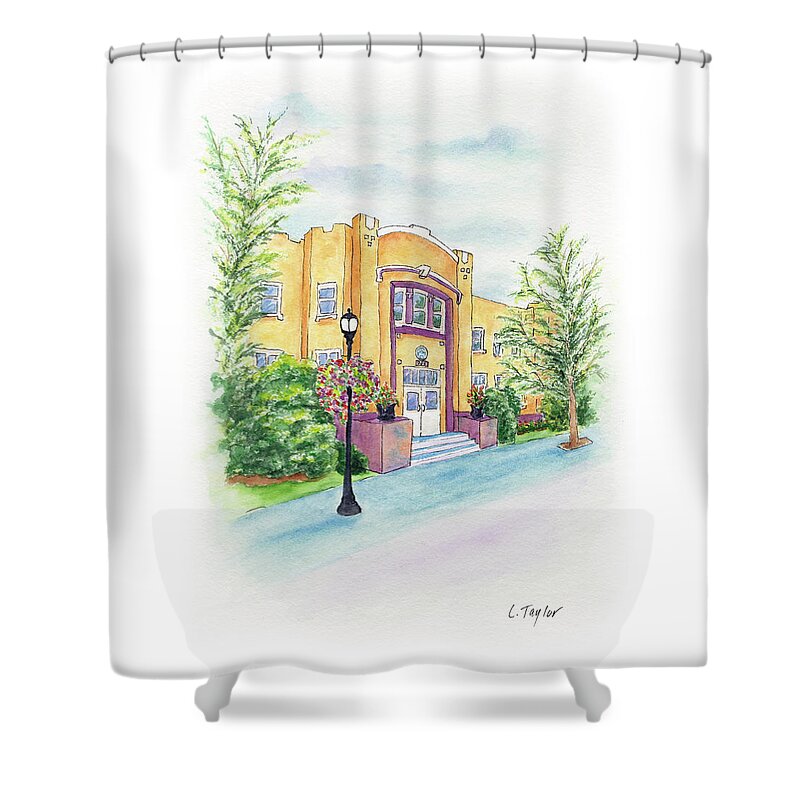 Historic Armory Shower Curtain featuring the painting Historic Armory by Lori Taylor