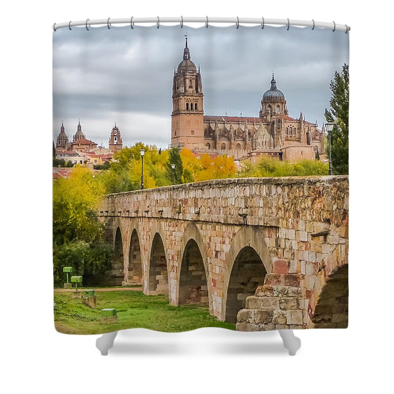 Ancient Shower Curtain featuring the photograph Historic City of Salamanca by JR Photography