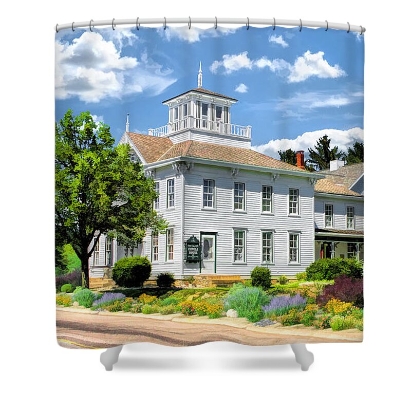 Door County Shower Curtain featuring the painting Historic Cupola House in Egg Harbor Door County by Christopher Arndt