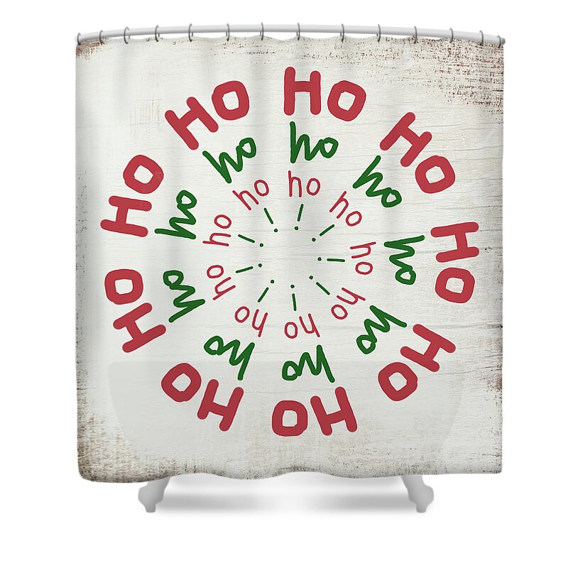 Christmas Shower Curtain featuring the mixed media Ho Ho Ho Wreath- Art by Linda Woods by Linda Woods