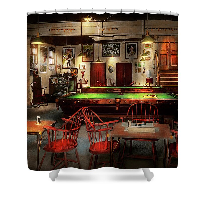 Self Shower Curtain featuring the photograph Hobby - Pool - The billiards club 1915 by Mike Savad