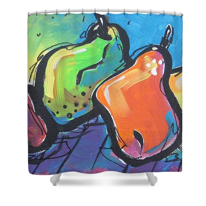Pear Shower Curtain featuring the painting Hoedown by Terri Einer