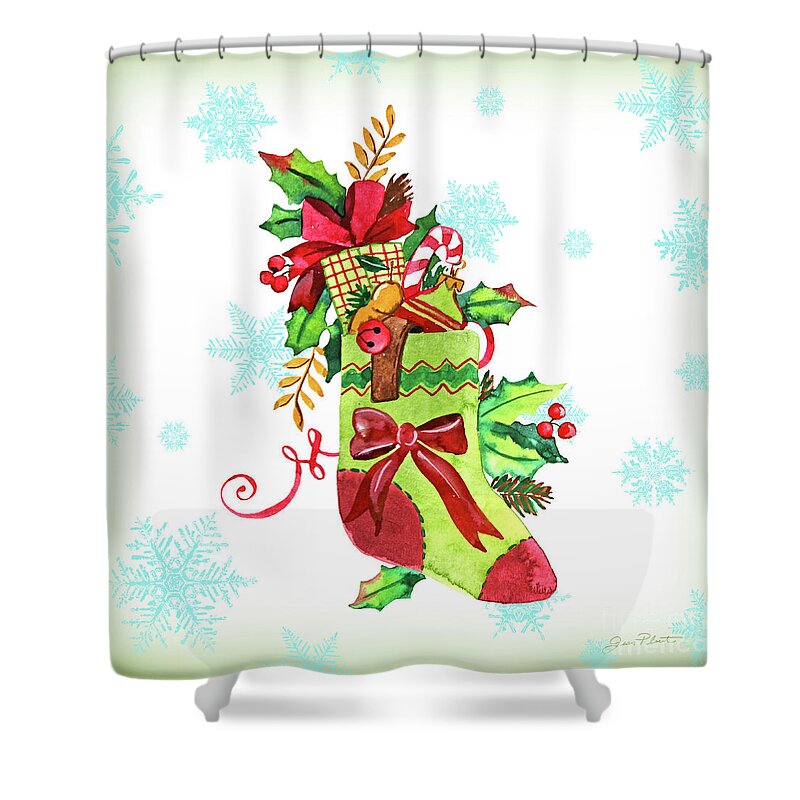Holiday Shower Curtain featuring the painting Holiday Celebration-B by Jean Plout
