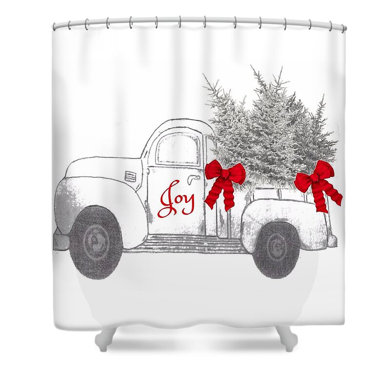 Christmas Decor Shower Curtain featuring the digital art Holiday Joy Chesilhurst Farm by Kim Kent