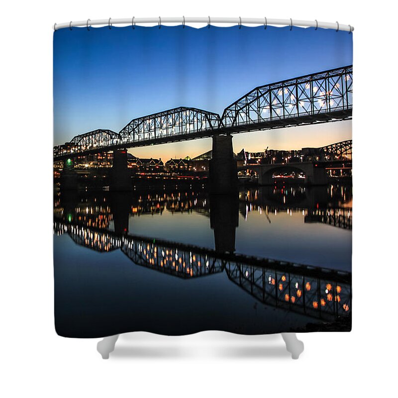 Chattanooga Shower Curtain featuring the photograph Holiday Lights Chattanooga #3 by Tom and Pat Cory