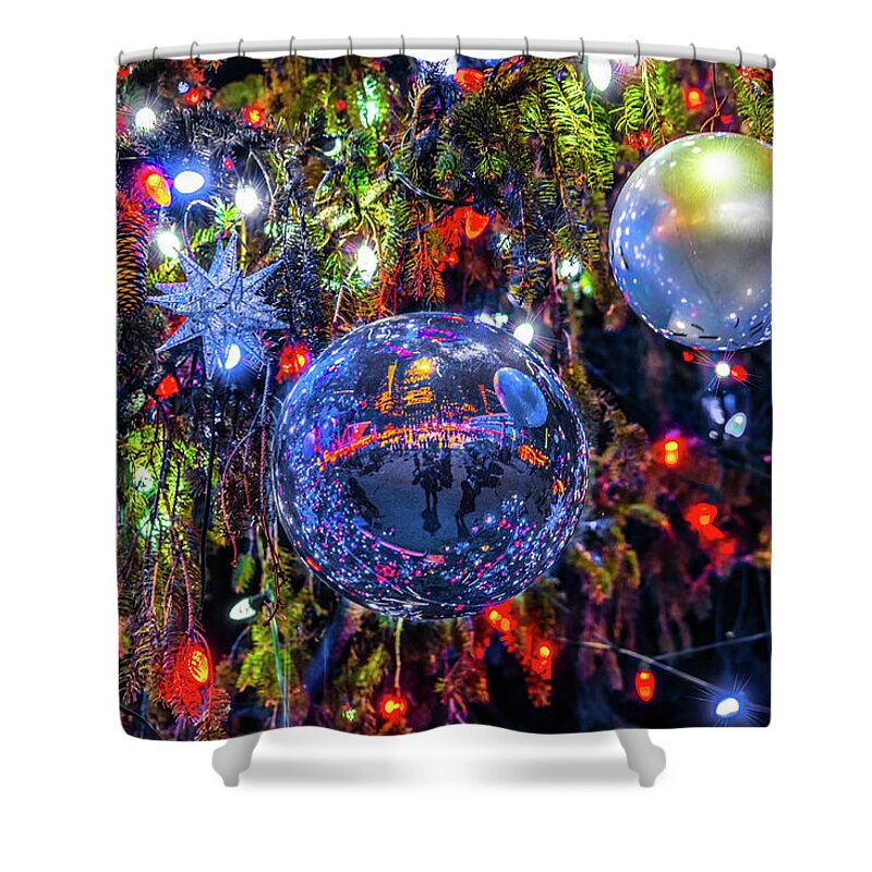 Christmas Shower Curtain featuring the photograph Holiday Tree Ornaments by Chris Lord