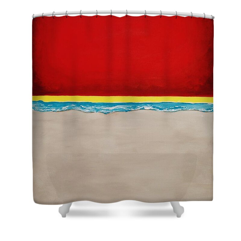 Abstract-painting Shower Curtain featuring the painting Hollywood Beach by Catalina Walker