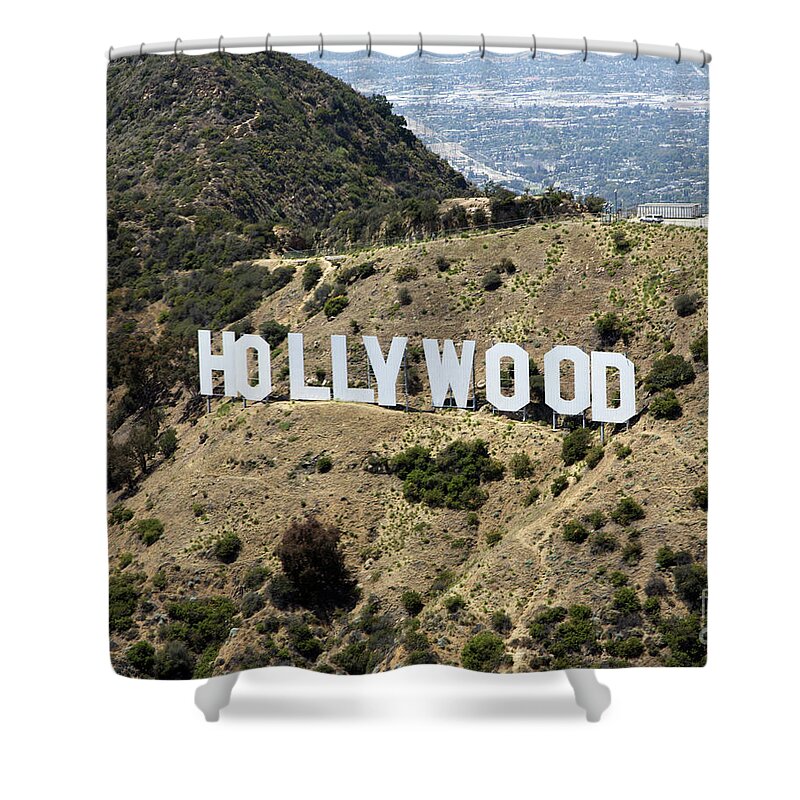 Hollywood Shower Curtain featuring the painting Hollywood Sign by Mindy Sommers
