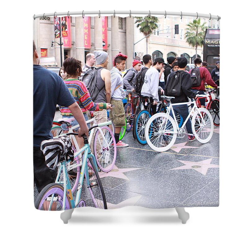 Hollywood By Bike Shower Curtain featuring the photograph Hollywoodby Bike by Karen Ruhl