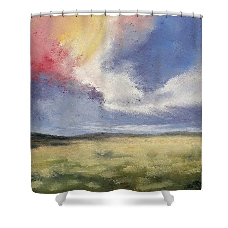 Stormy Sky Shower Curtain featuring the painting Holy Light by Sandi Snead